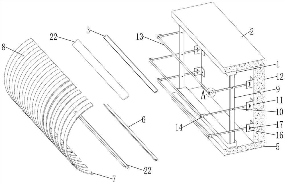 Assembly type installation design structure of super-large-span arc-shaped batten wood veneer