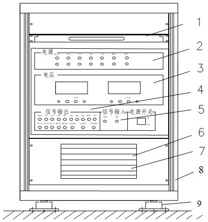 Test equipment and test method for automatic guidance system assembly of electronic cabin