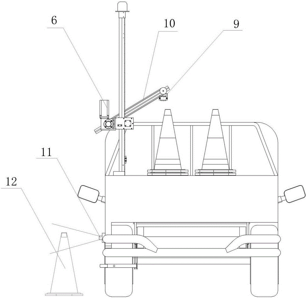 Road cone automatic recovery device and recovery method thereof