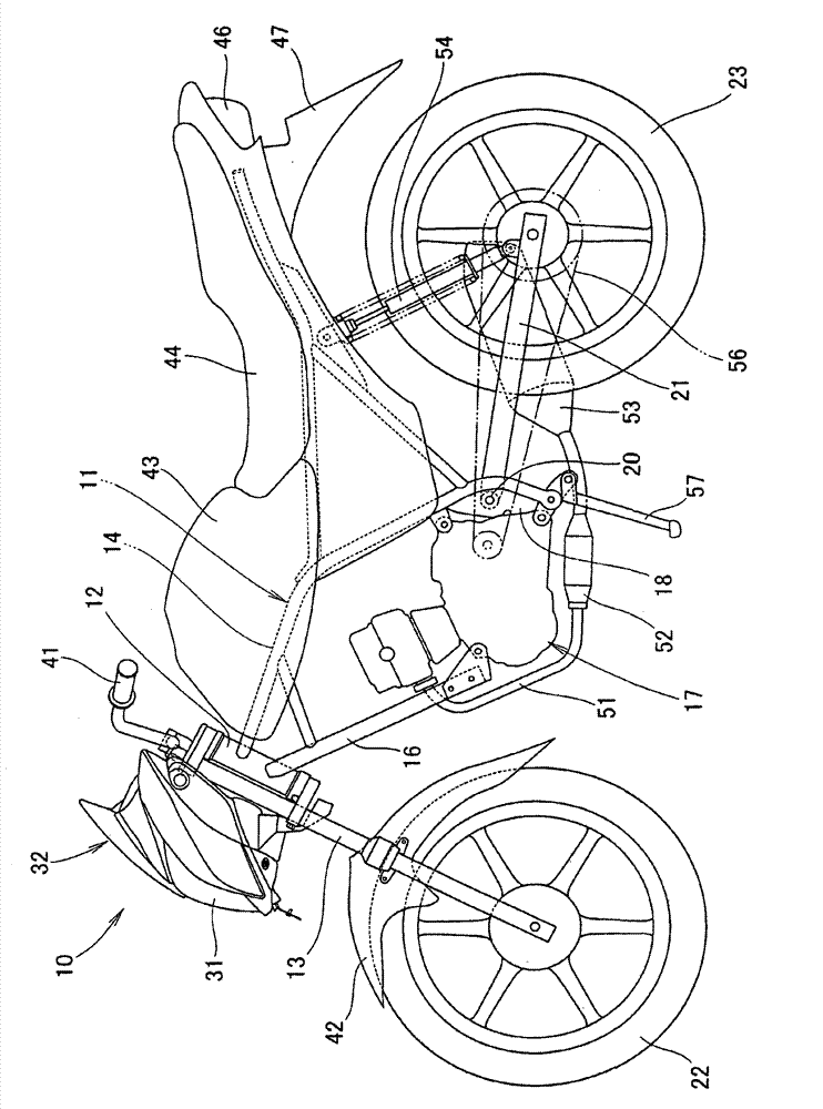 Front cover structure for motorcycle