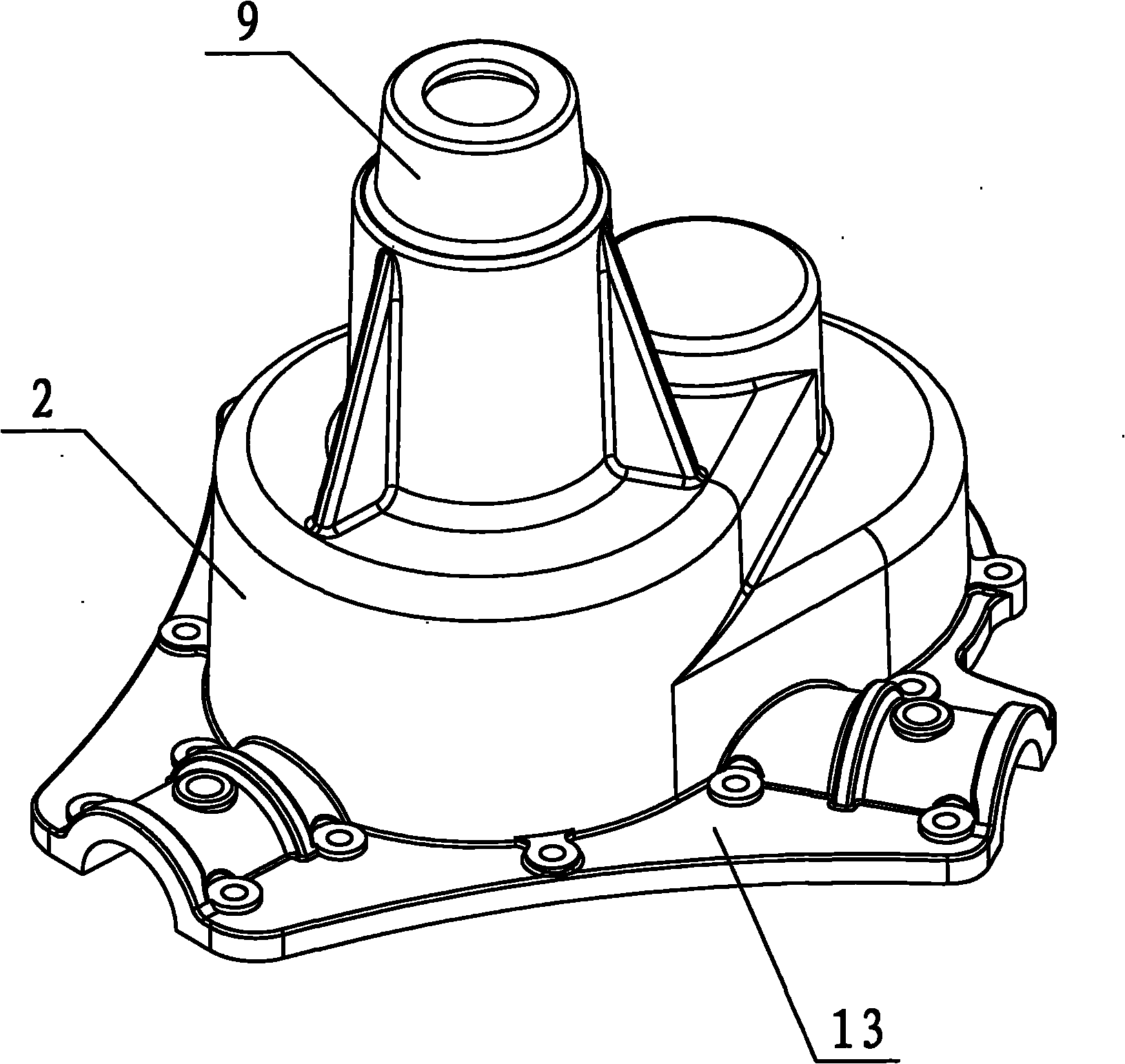 Reduction box of aerator and impeller type aerator provided with reduction box