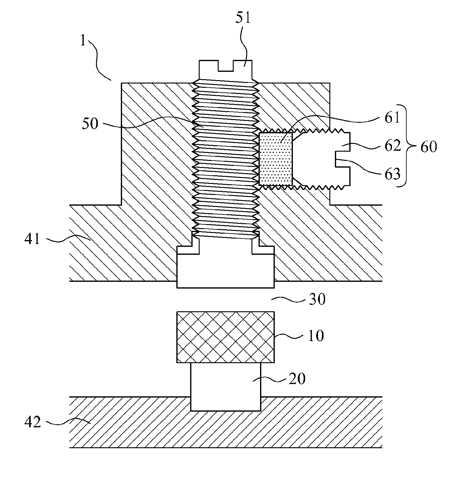 Radio frequency (RF) cavity filter including tuning bolt holding member and said tuning bolt holding member