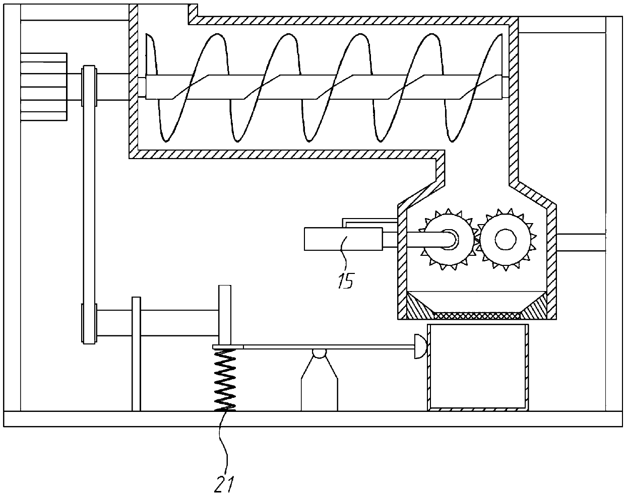 Auxiliary crushing and screening machine for PVC tube production