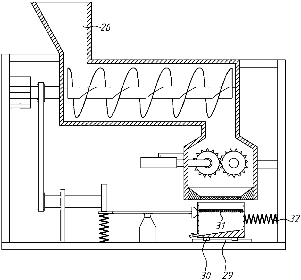 Auxiliary crushing and screening machine for PVC tube production