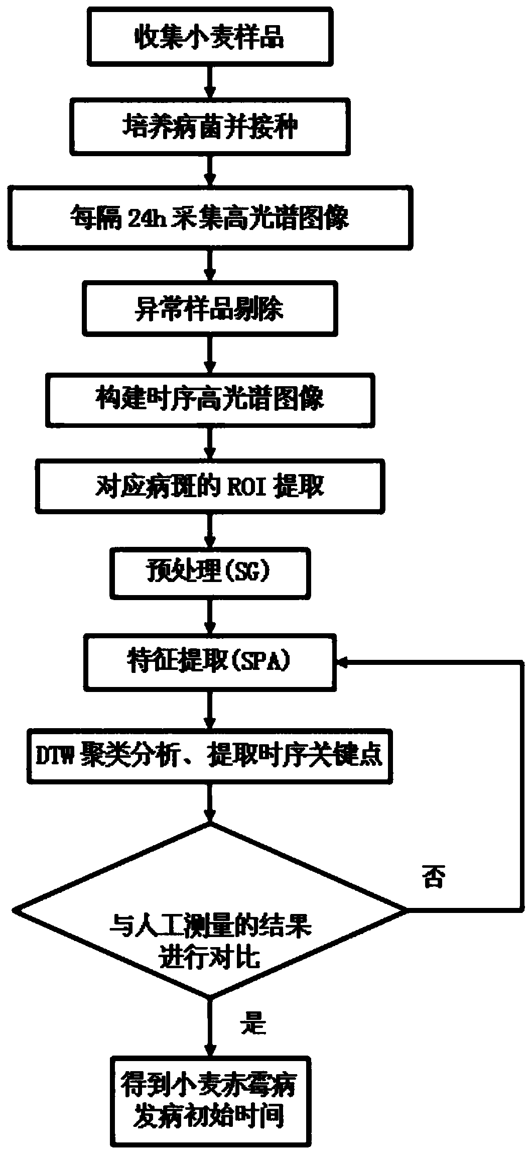 Wheat variety scab comprehensive resistance identification method based on hyperspectral images