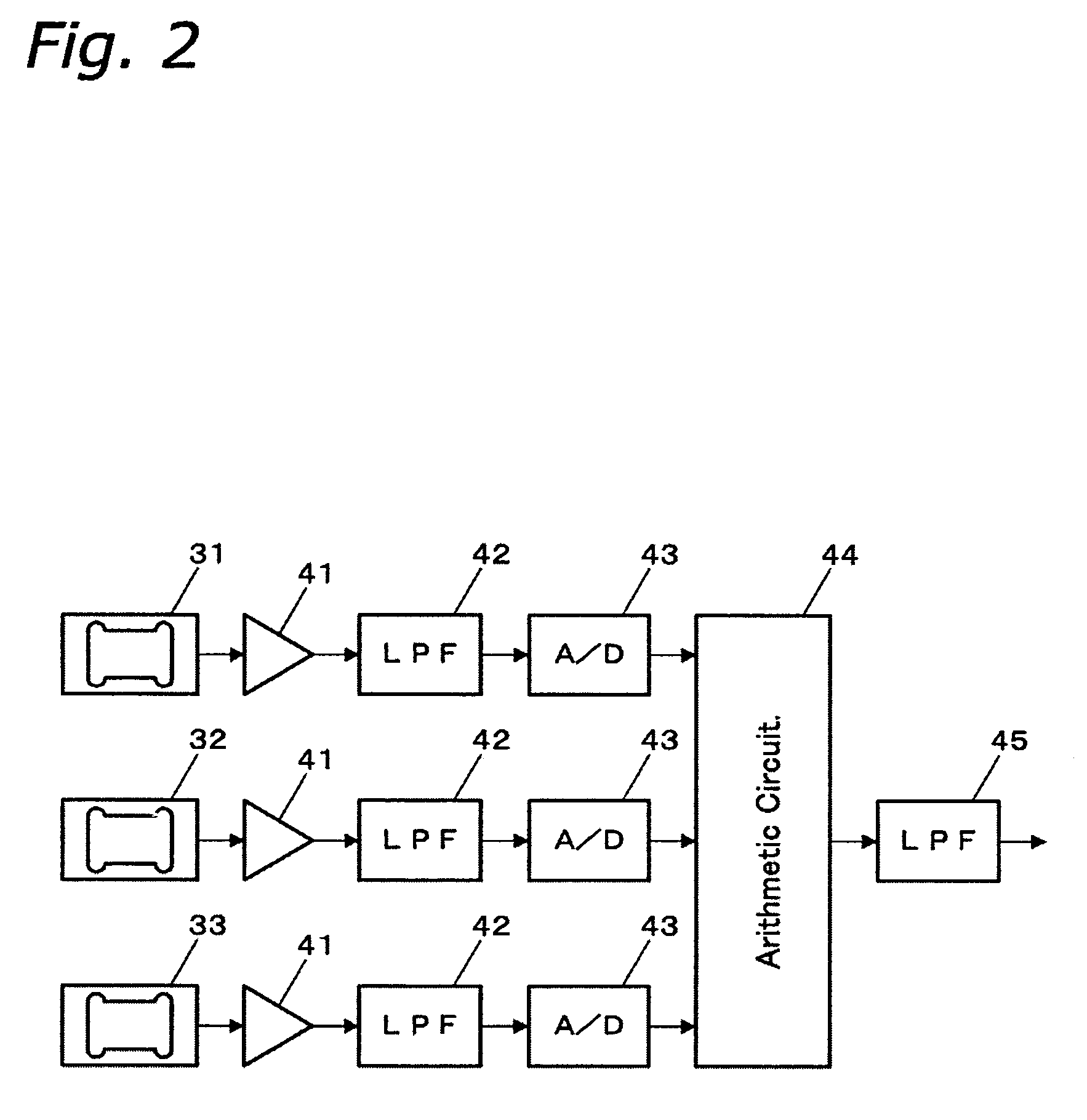 Weight detecting apparatus with vibrational sensors attached to both the free end and the fixed end of the load cell