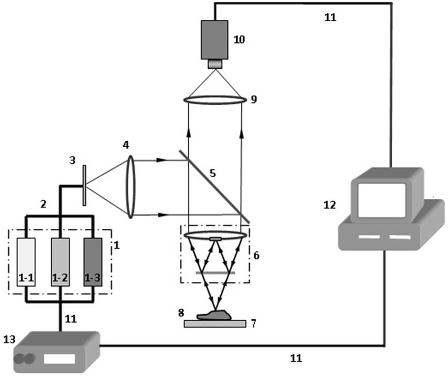 A method and device for measuring multi-wavelength tunable microscopic interference