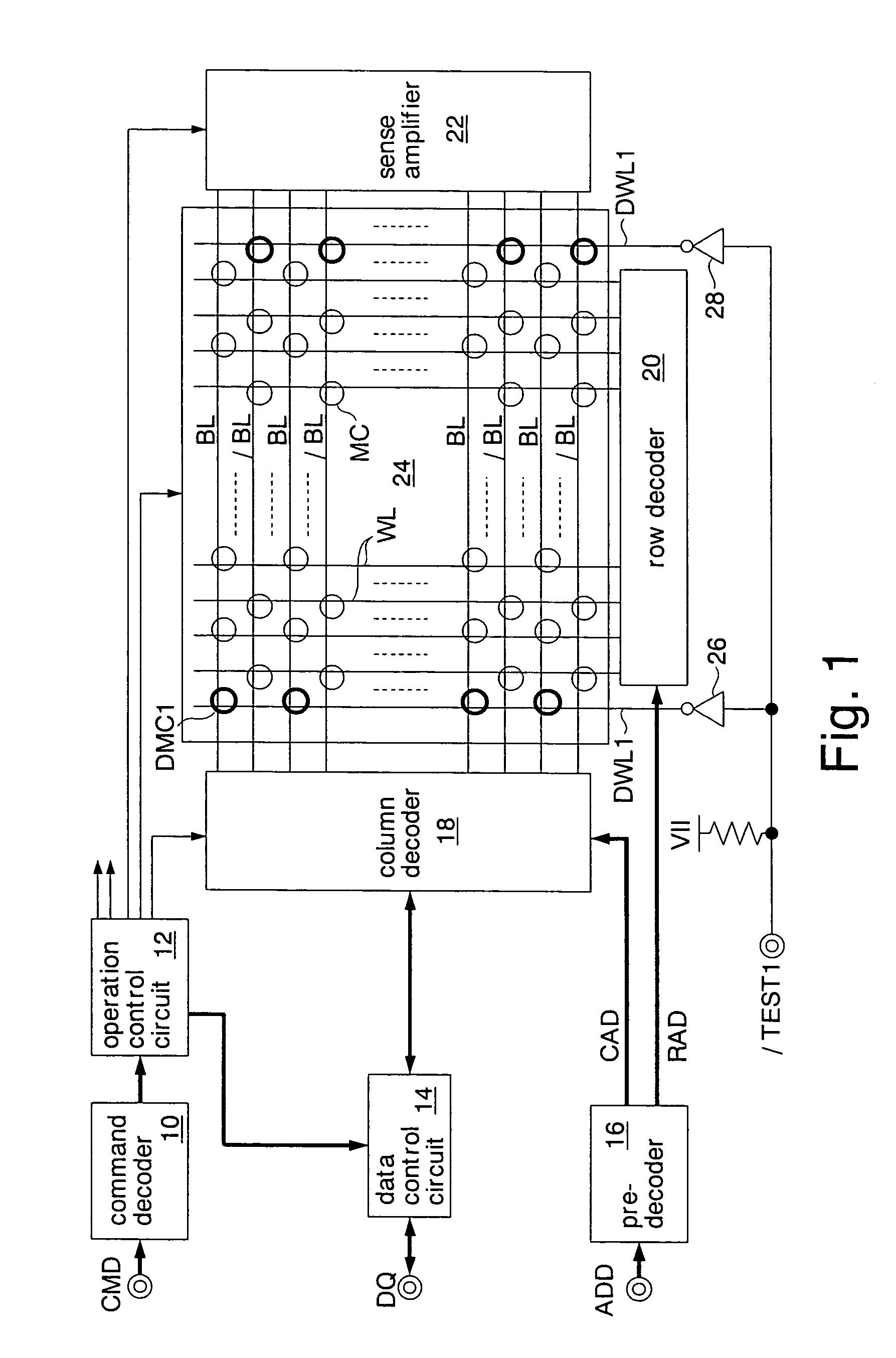 Semiconductor memory having a dummy signal line connected to dummy memory cell