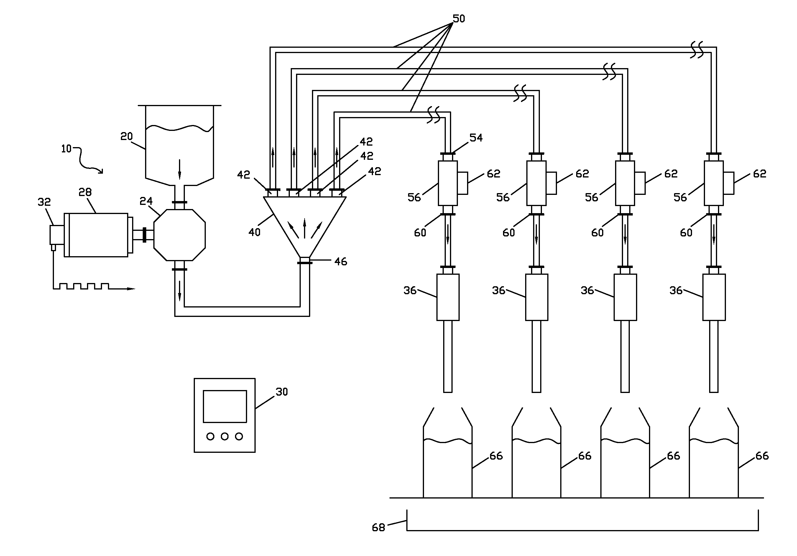 Liquid filler using single motive force