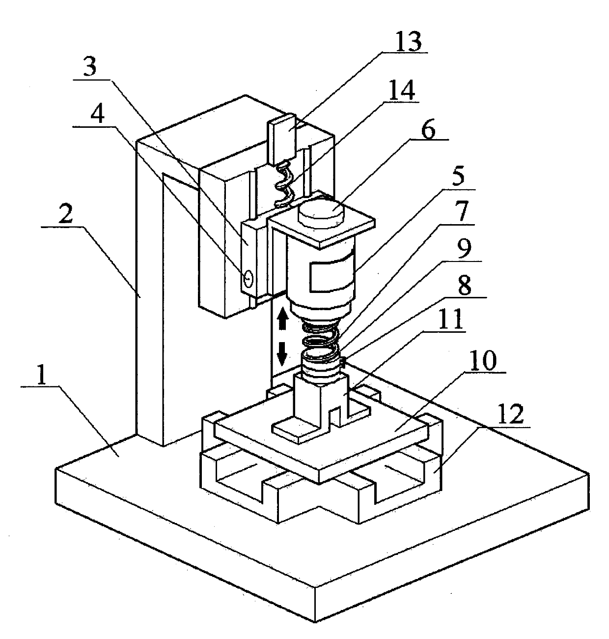 Device and method for testing piezoelectric property of electrostatic spinning PVDF (polyvinylidene fluoride) piezoelectric fiber membrane