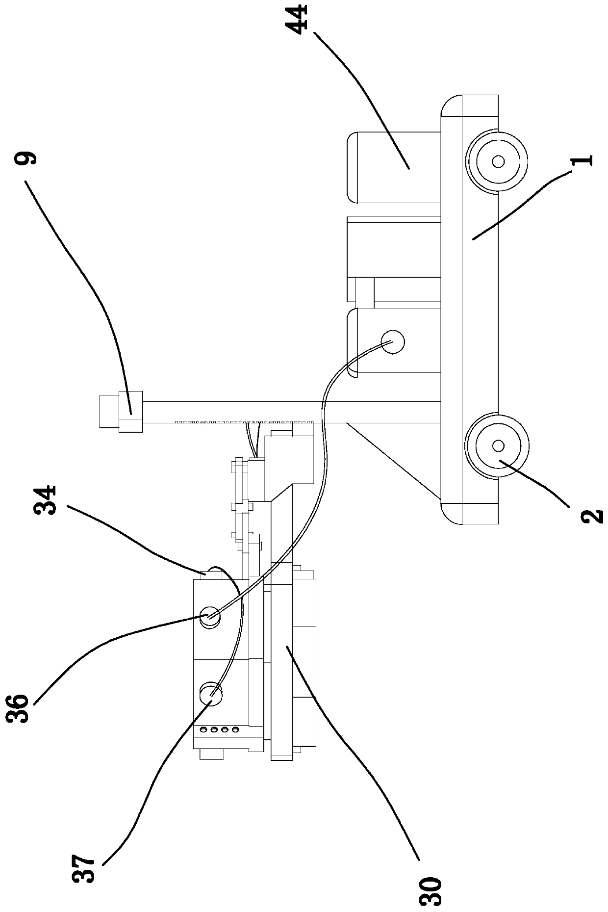 Vertical multi-nozzle tree trunk whitewashing assisting device