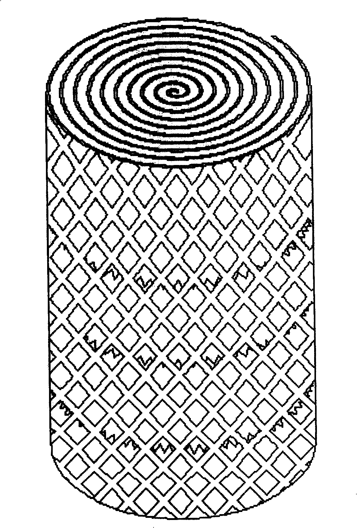 Regular packing of helical cylindrical net