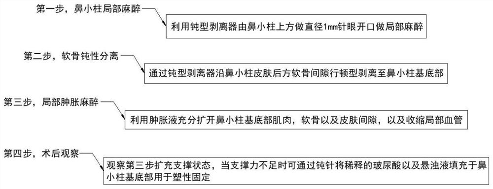 Technical method for lifting nasal columella base