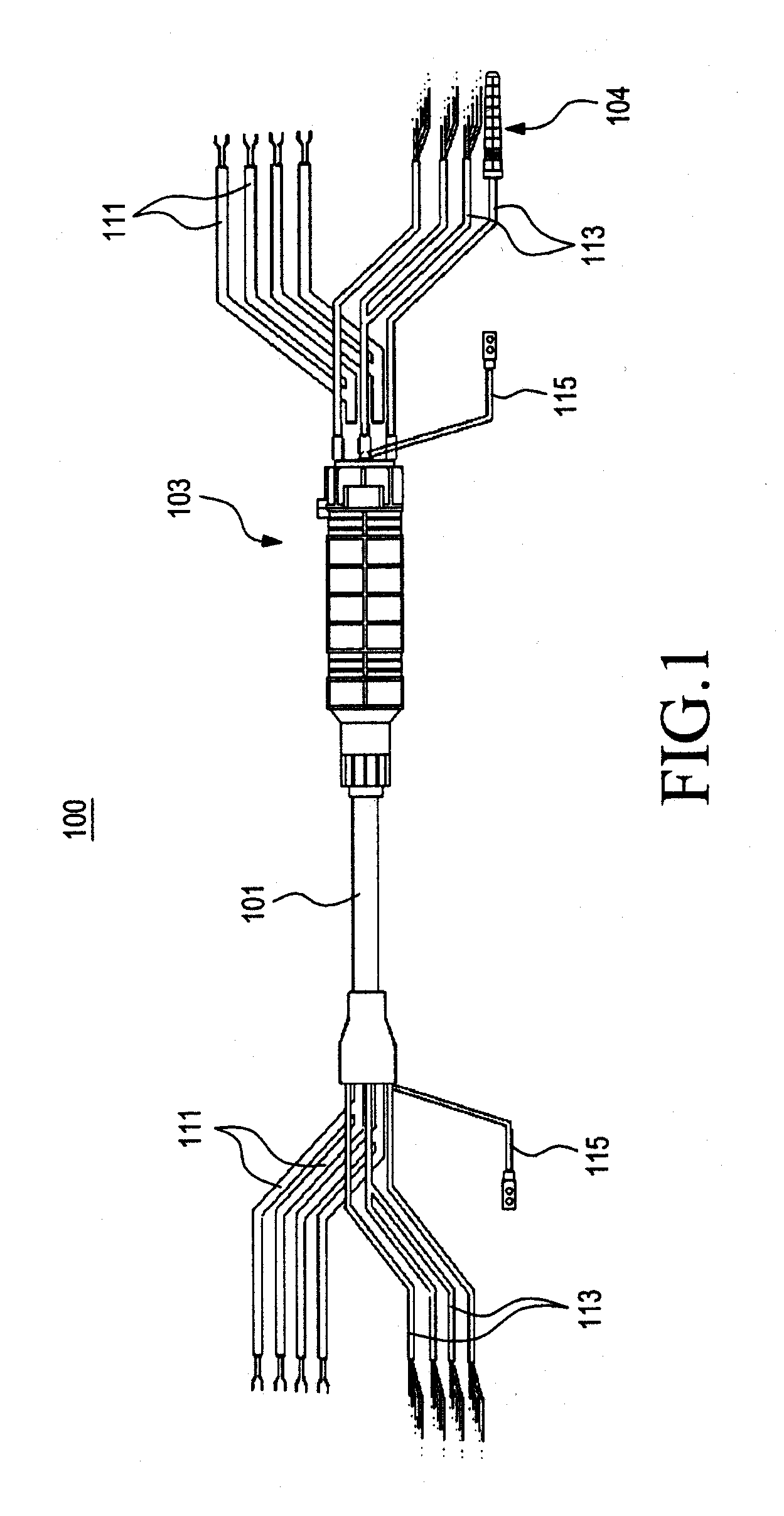 Branching device for hybrid fan-out cable