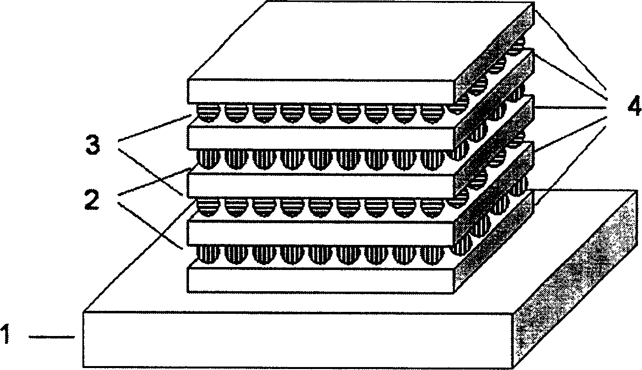 Method for preparing optical thin film with gold silver nanometer particle and dispersal oxide