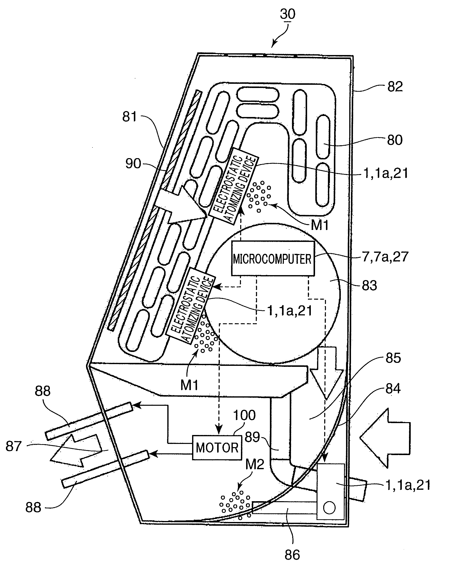 Electrostatic atomizing device and air conditioner using same