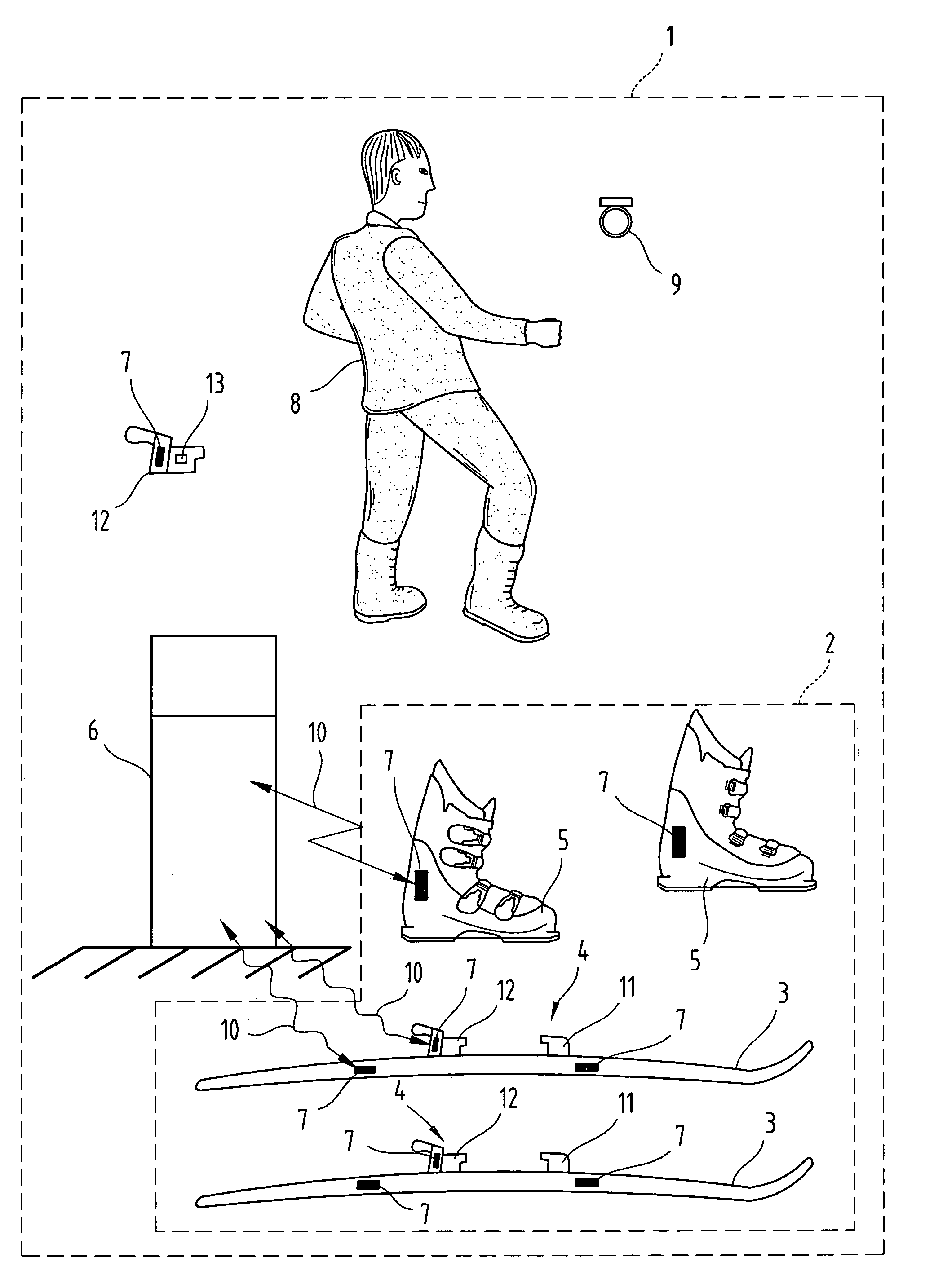 Electronic tracking system for a combination of sporting articles consisting of more than one sporting article and the use of same