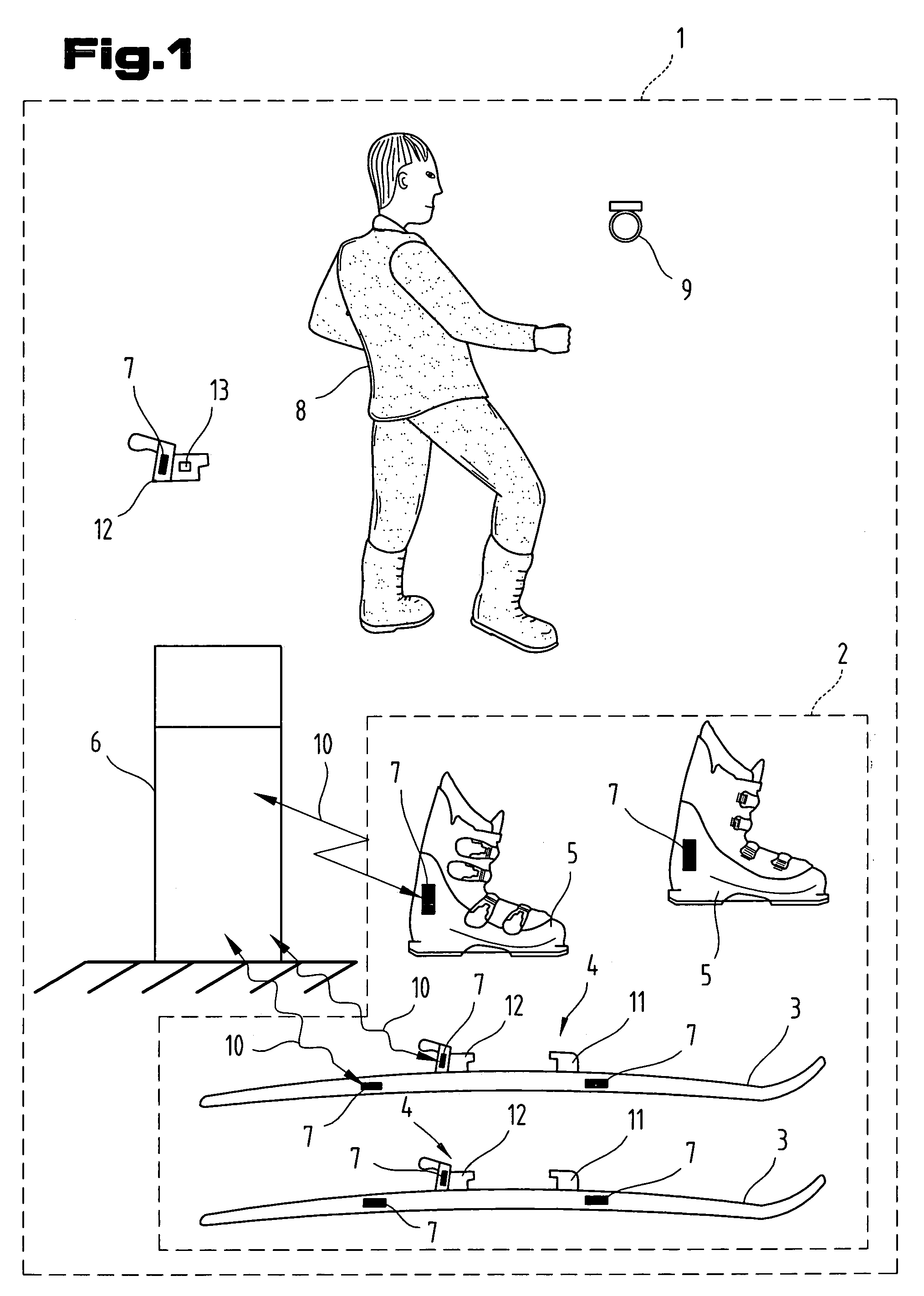 Electronic tracking system for a combination of sporting articles consisting of more than one sporting article and the use of same