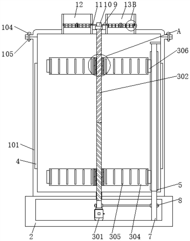 Efficient heating melting device for drain board processing