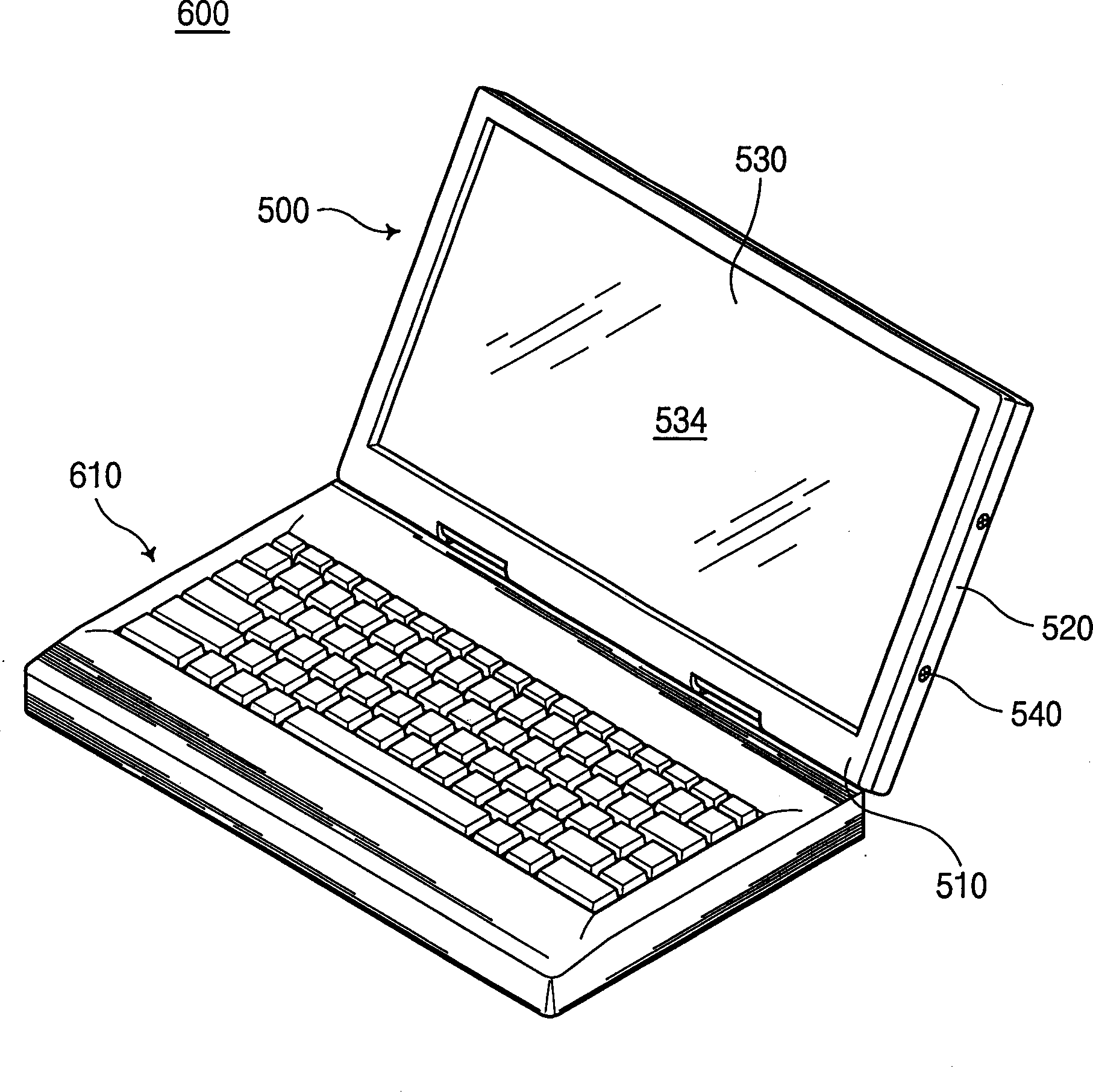 Display device for portable computer