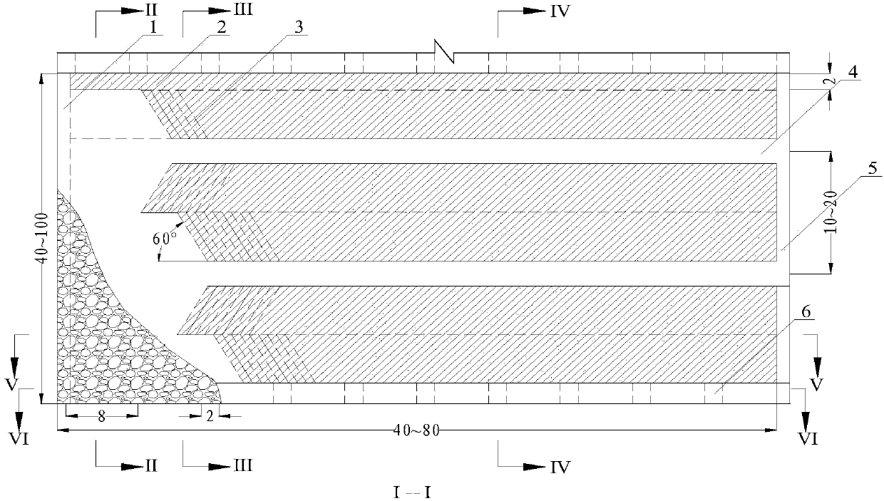 Medium-length hole mining method in multiple blasting free faces of high dipping thin veins