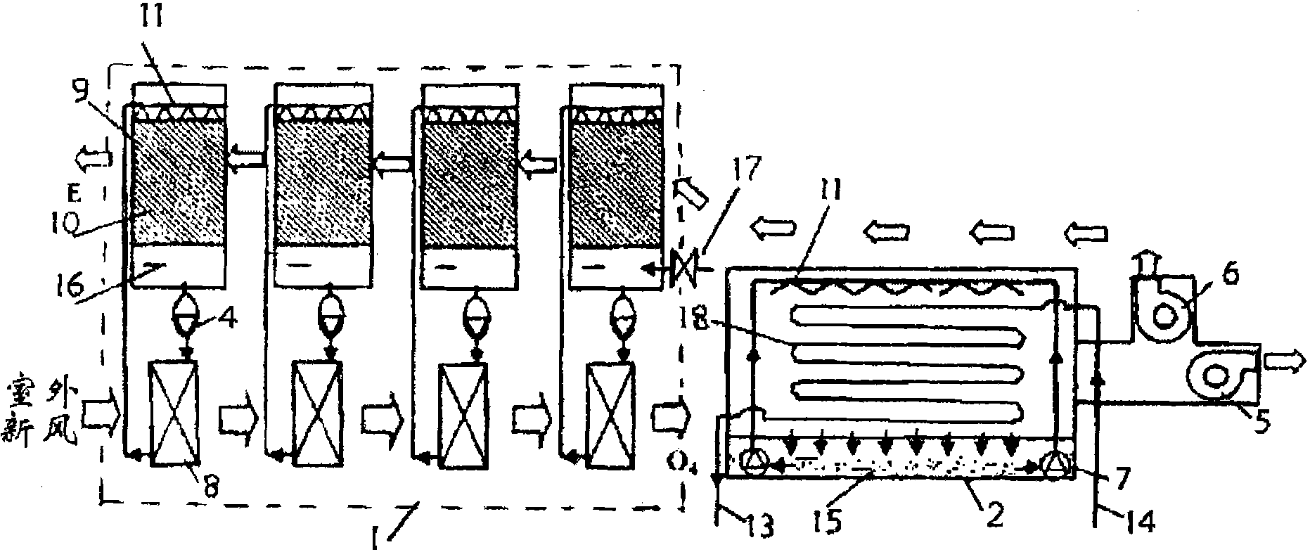 Indirect evaporation refrigerating method and device capable of generating cold water and cold wind meanwhile