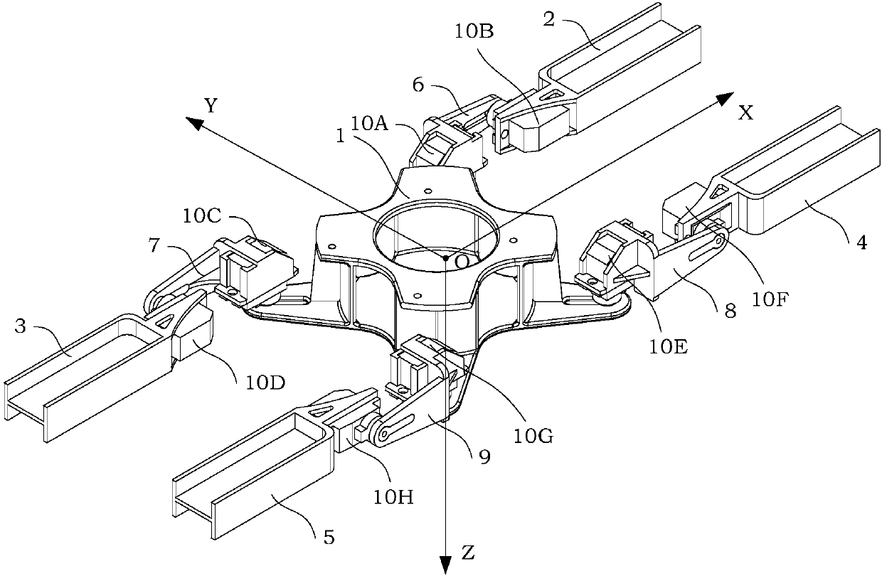 Quadruped robot self-adjusted from any posture in air to landing posture