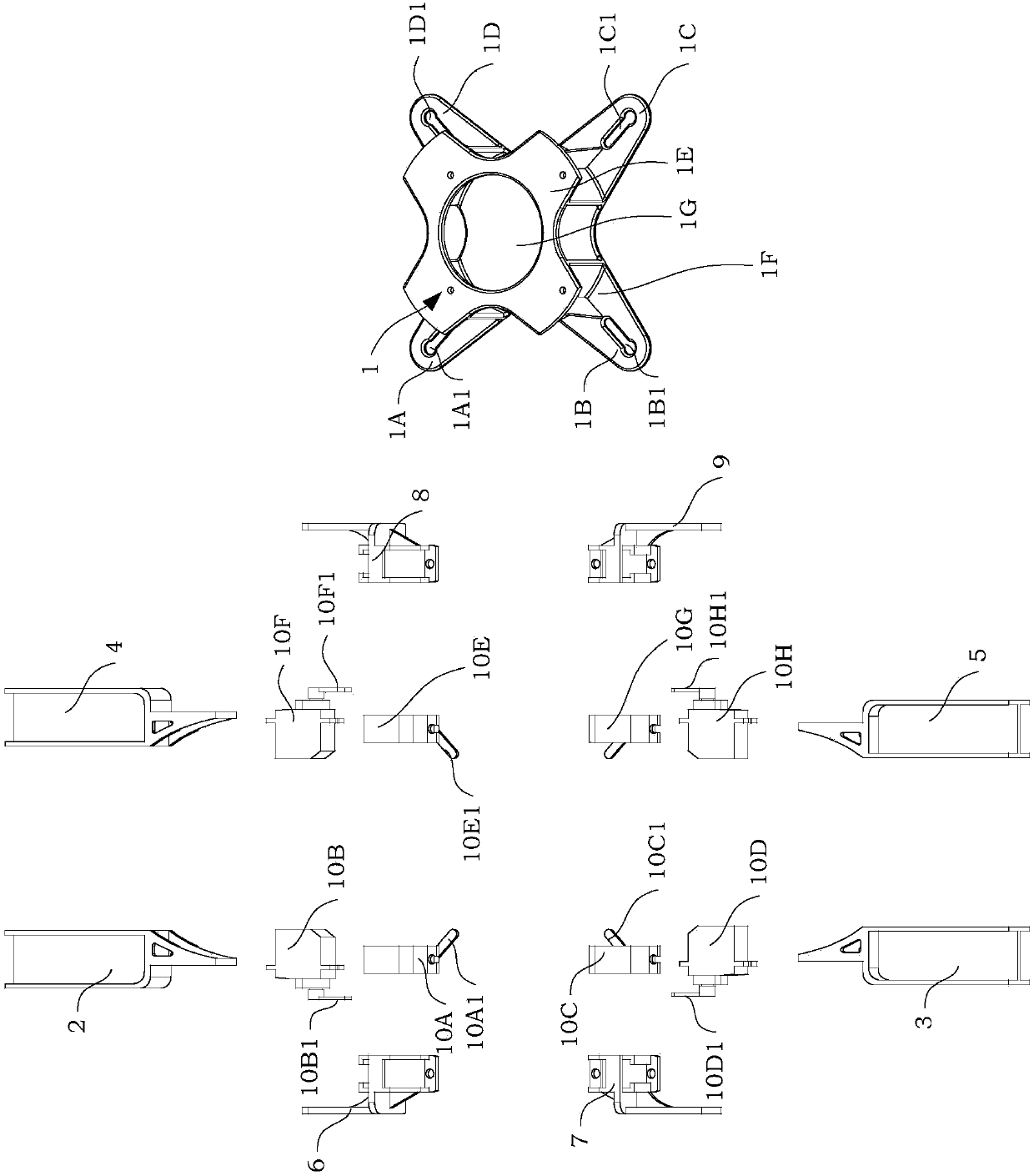 Quadruped robot self-adjusted from any posture in air to landing posture