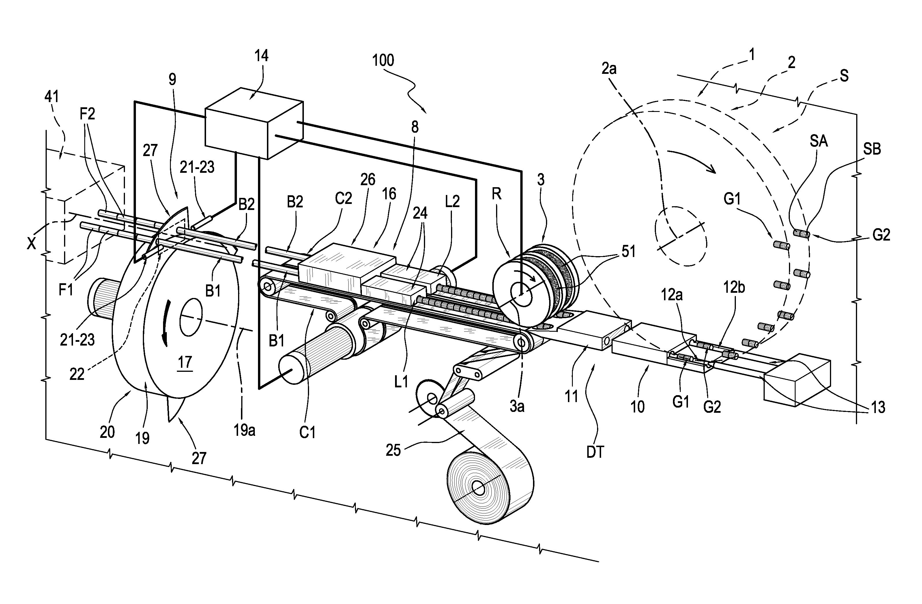 Machine and method for manufacturing composite filters