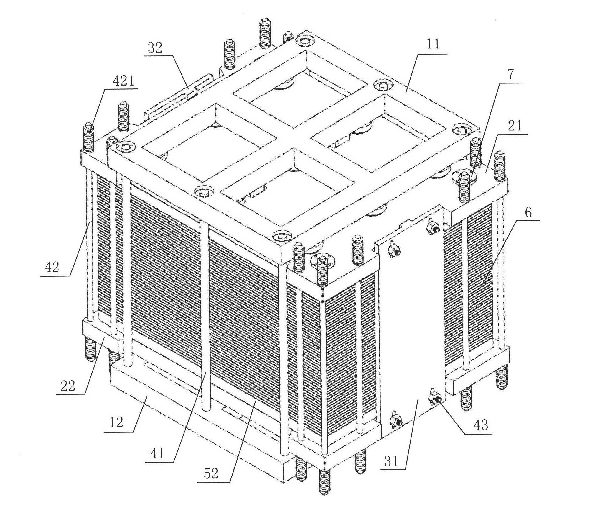 End plate pressing component of redox flow cell galvanic pile