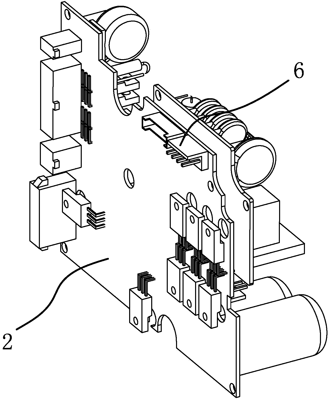 Connecting structure for motor and circuit board in flat sewing machine control device