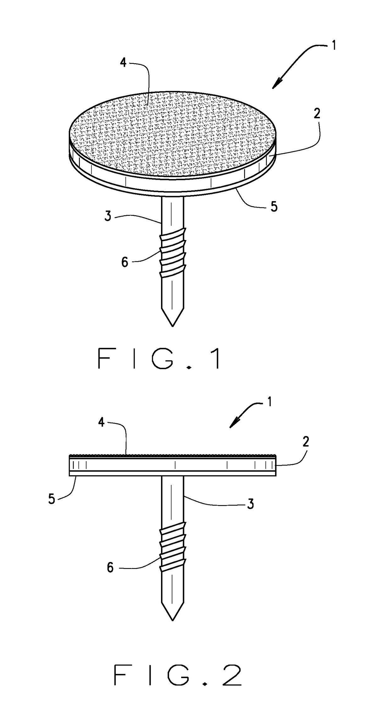 Waterproof nail and screw with enlarged head and protective gasket