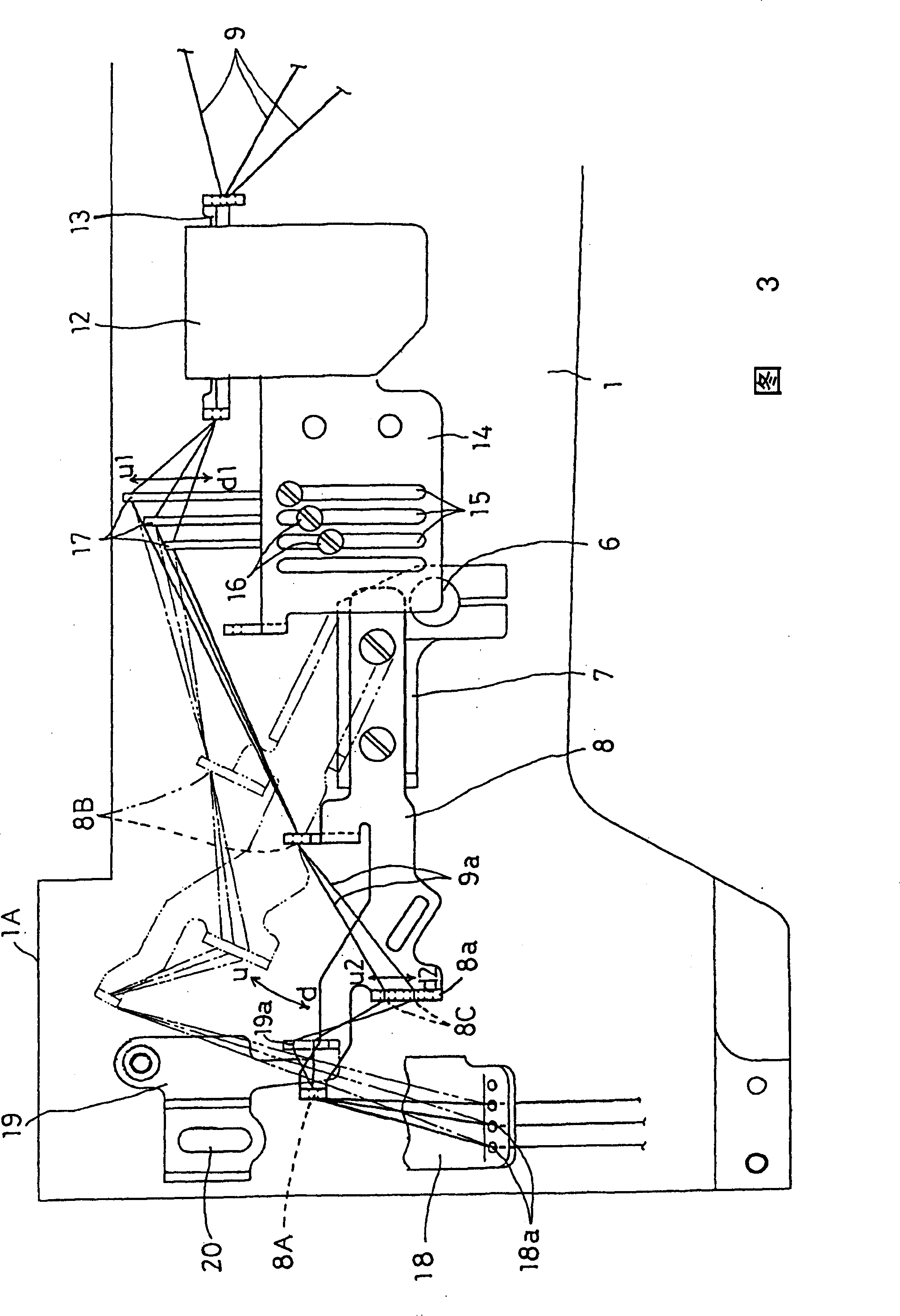 Needle thread feeding device of sewing machine