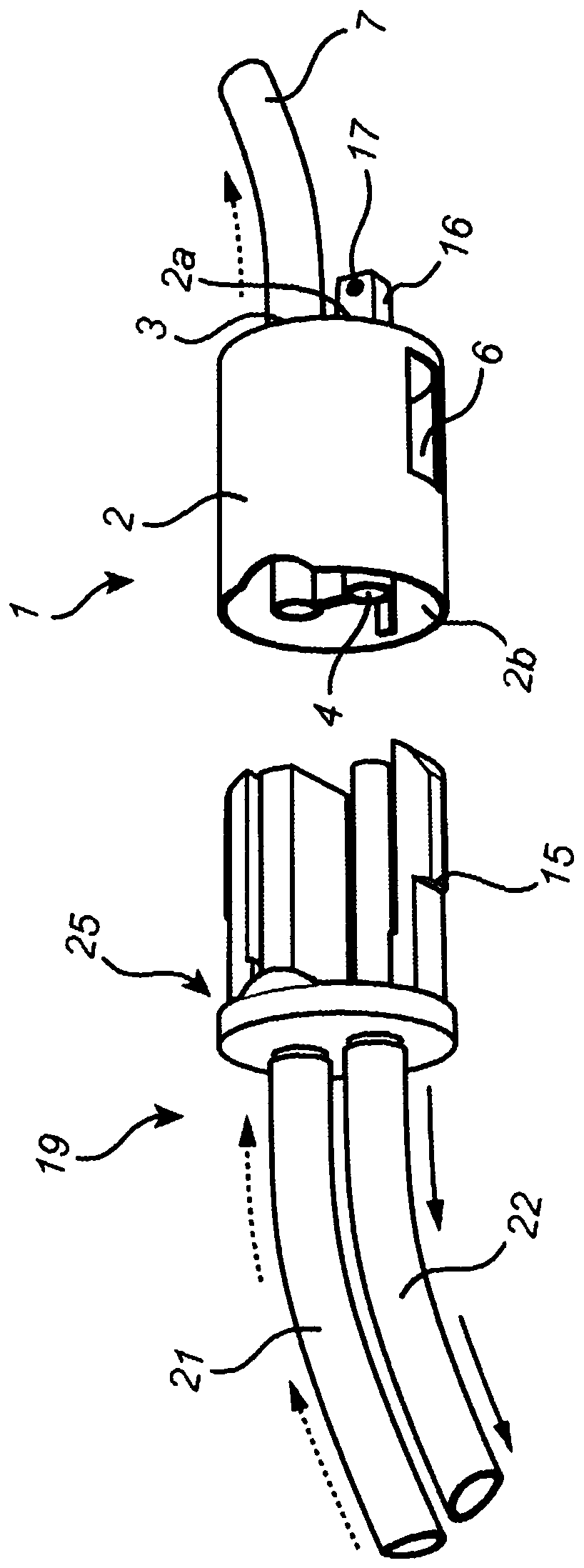 Connector device for a negative pressure wound therapy system