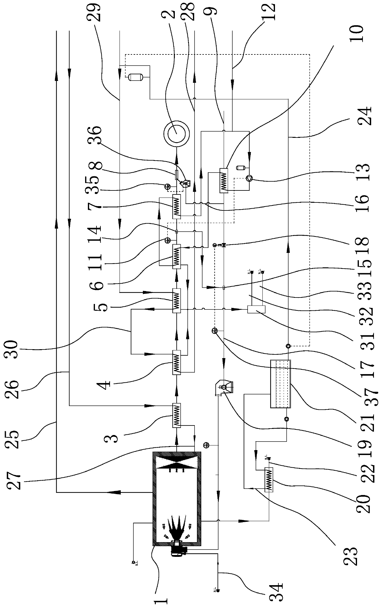 Flue gas white-smoke eliminating system of heating boiler