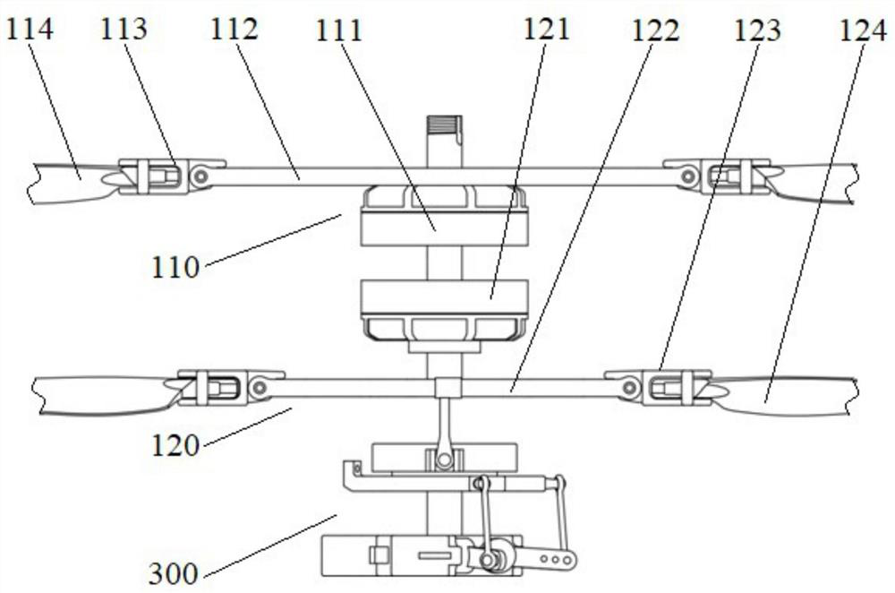 Coaxial propeller folding mechanism, coaxial unmanned aerial vehicle and propeller unfolding and folding control method