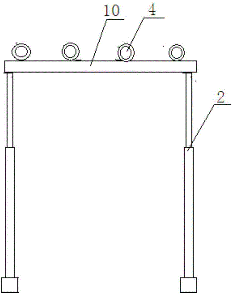 Temporary supporting bracket with telescopic top beams and connecting rods and supporting method