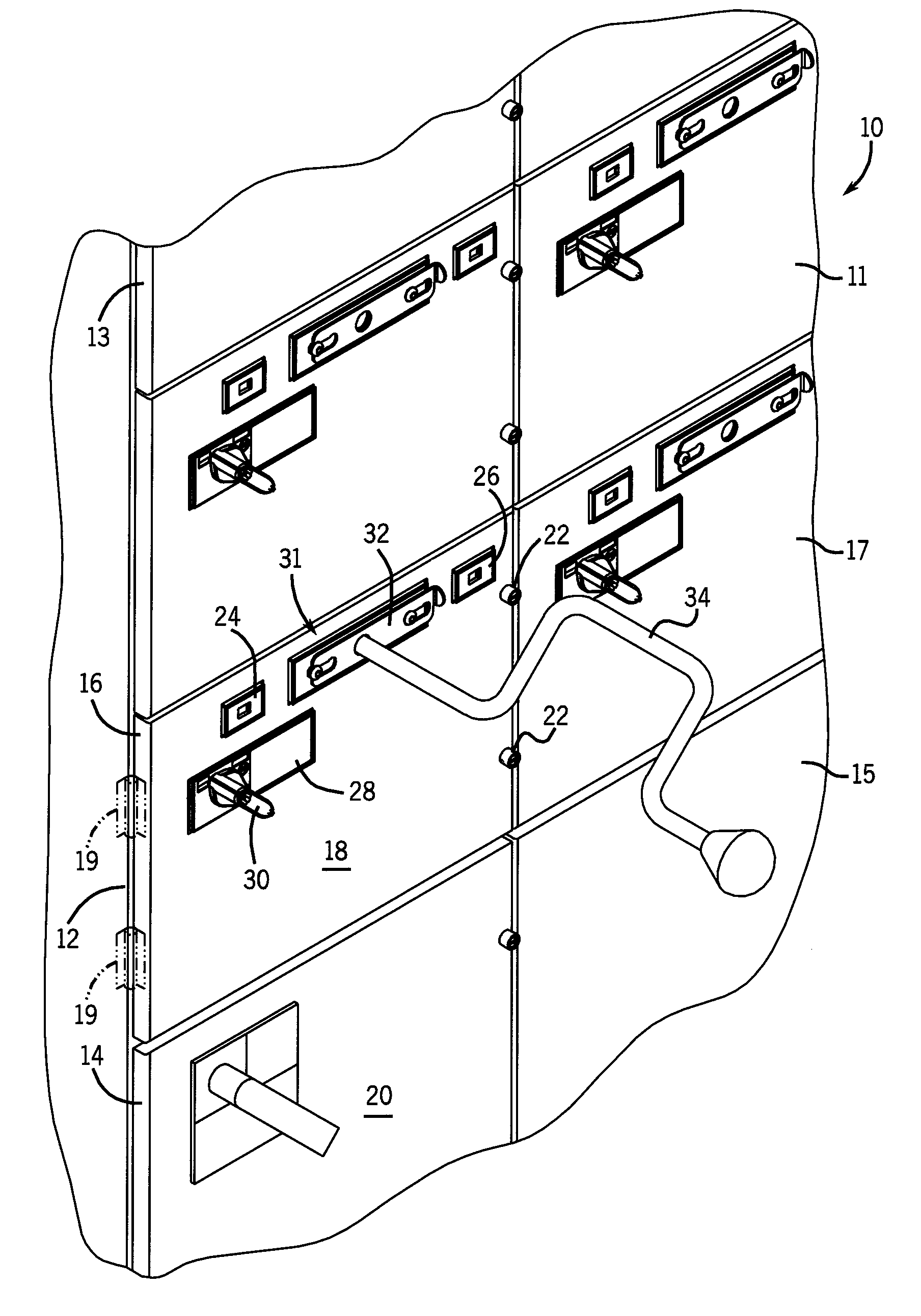 Free-wheeling clutch for a motor control center subunit having moveable line contacts