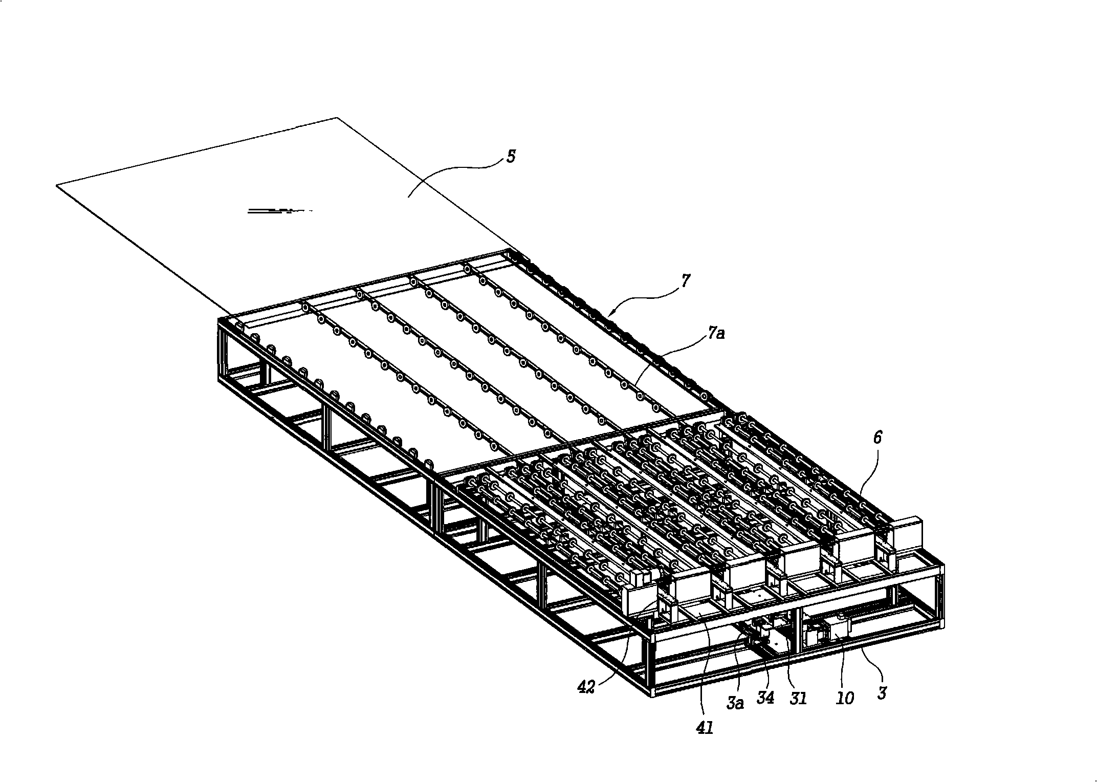 Direction converting device for flat glass