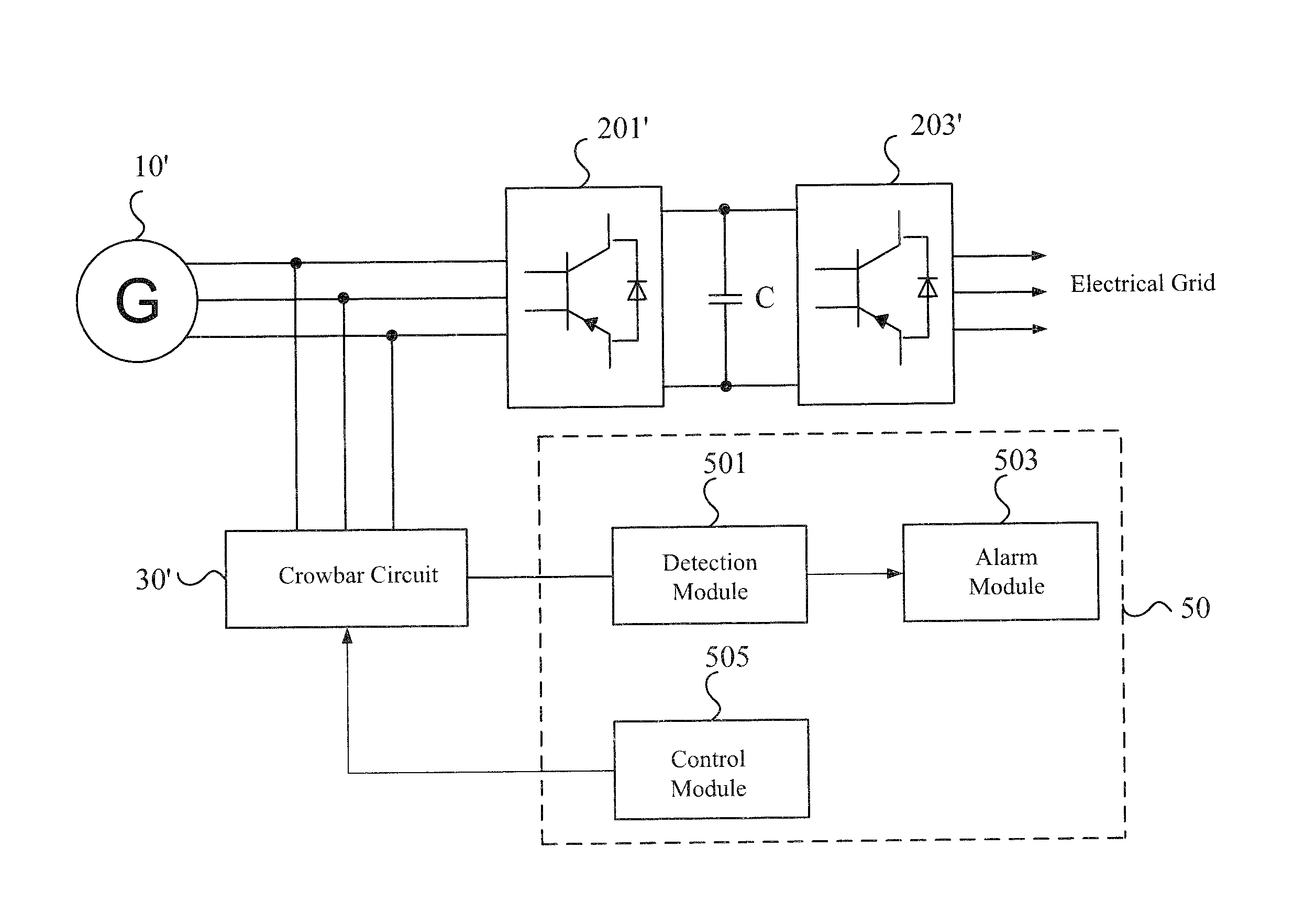 Device and method for detecting crowbar circuit in wind turbine