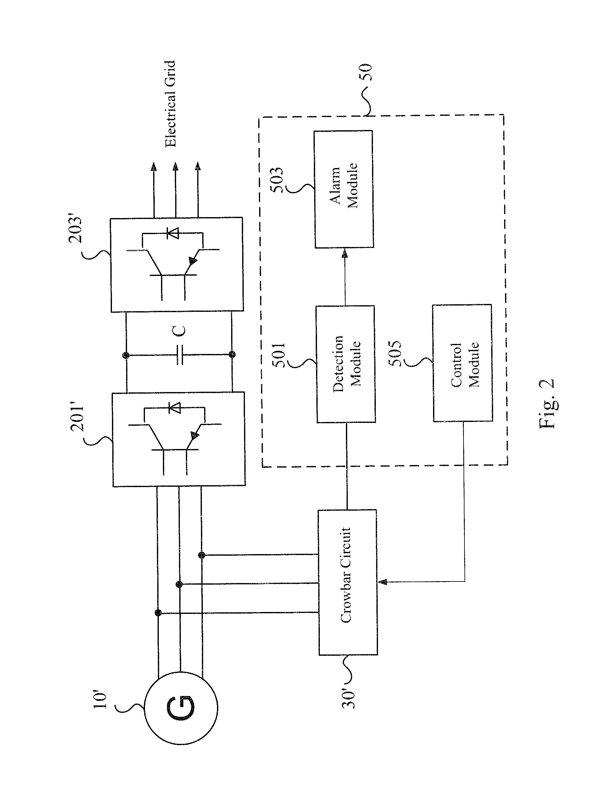 Device and method for detecting crowbar circuit in wind turbine