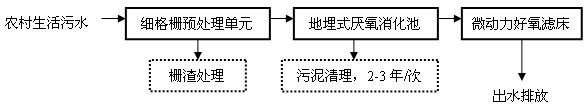 Rural domestic sewage treatment process