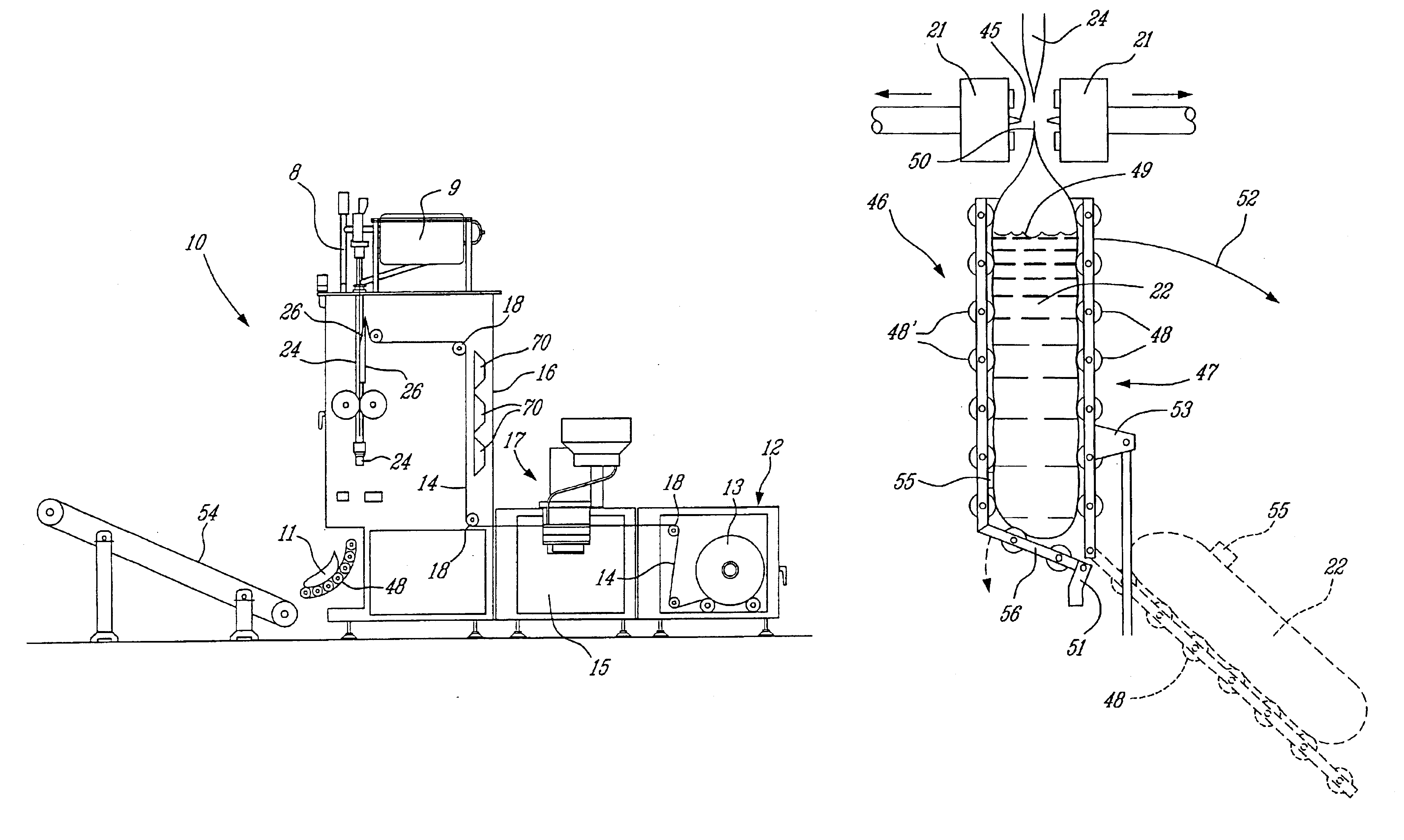 Vertical form, fill and seal machine for handling large pouches