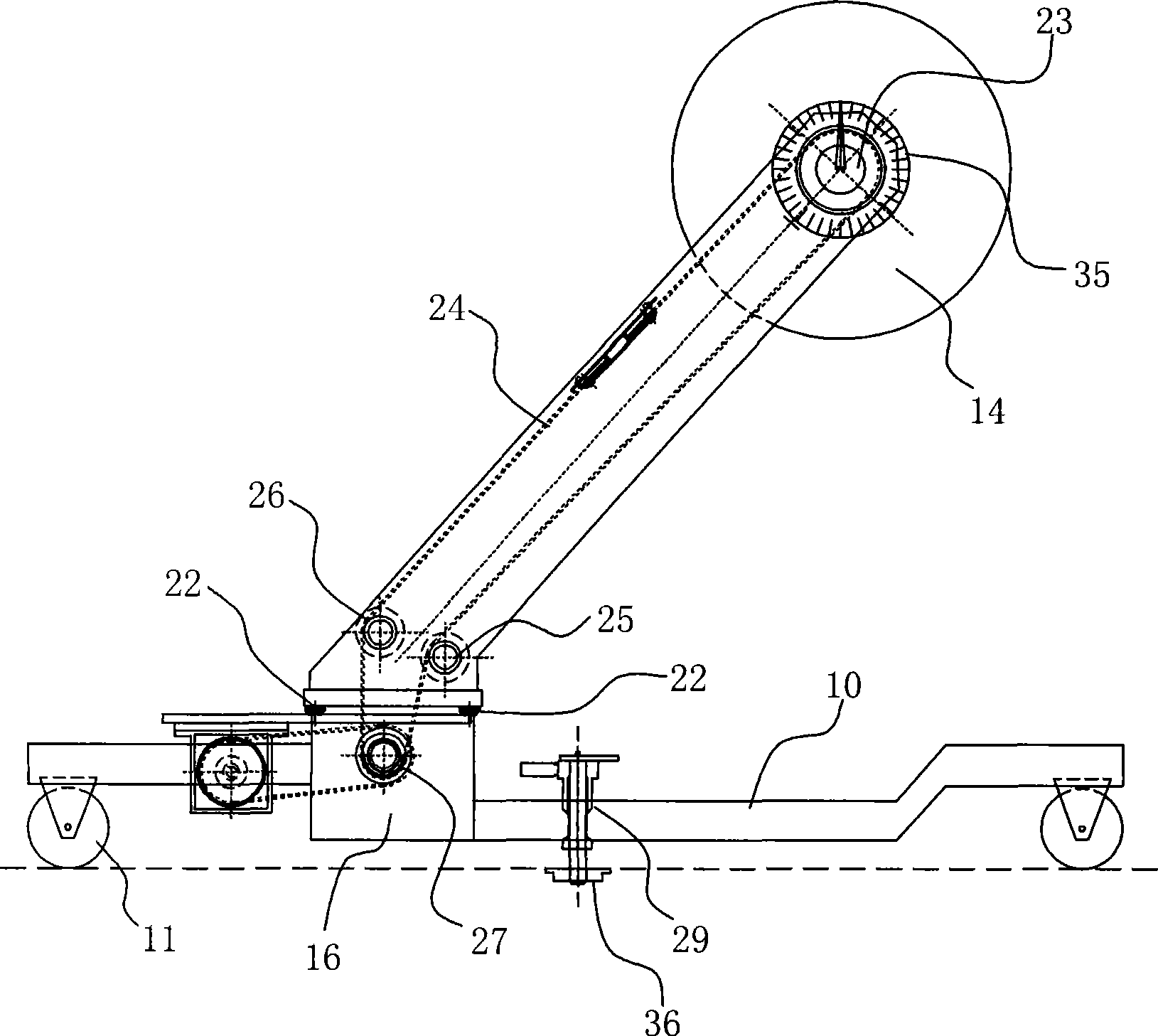 Transmission and reversion table for automatic production by extrusion manipulator