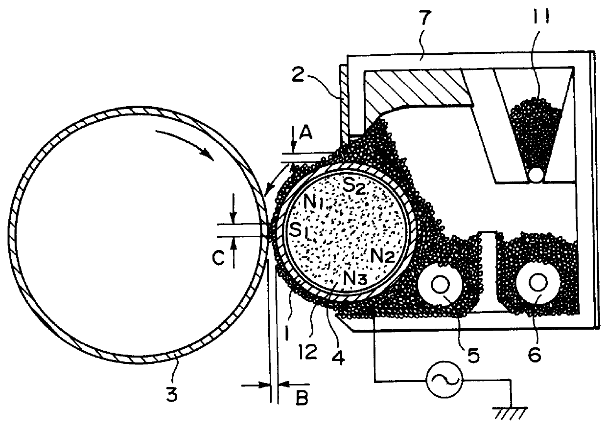 Two-component type developer, developing method and image forming method