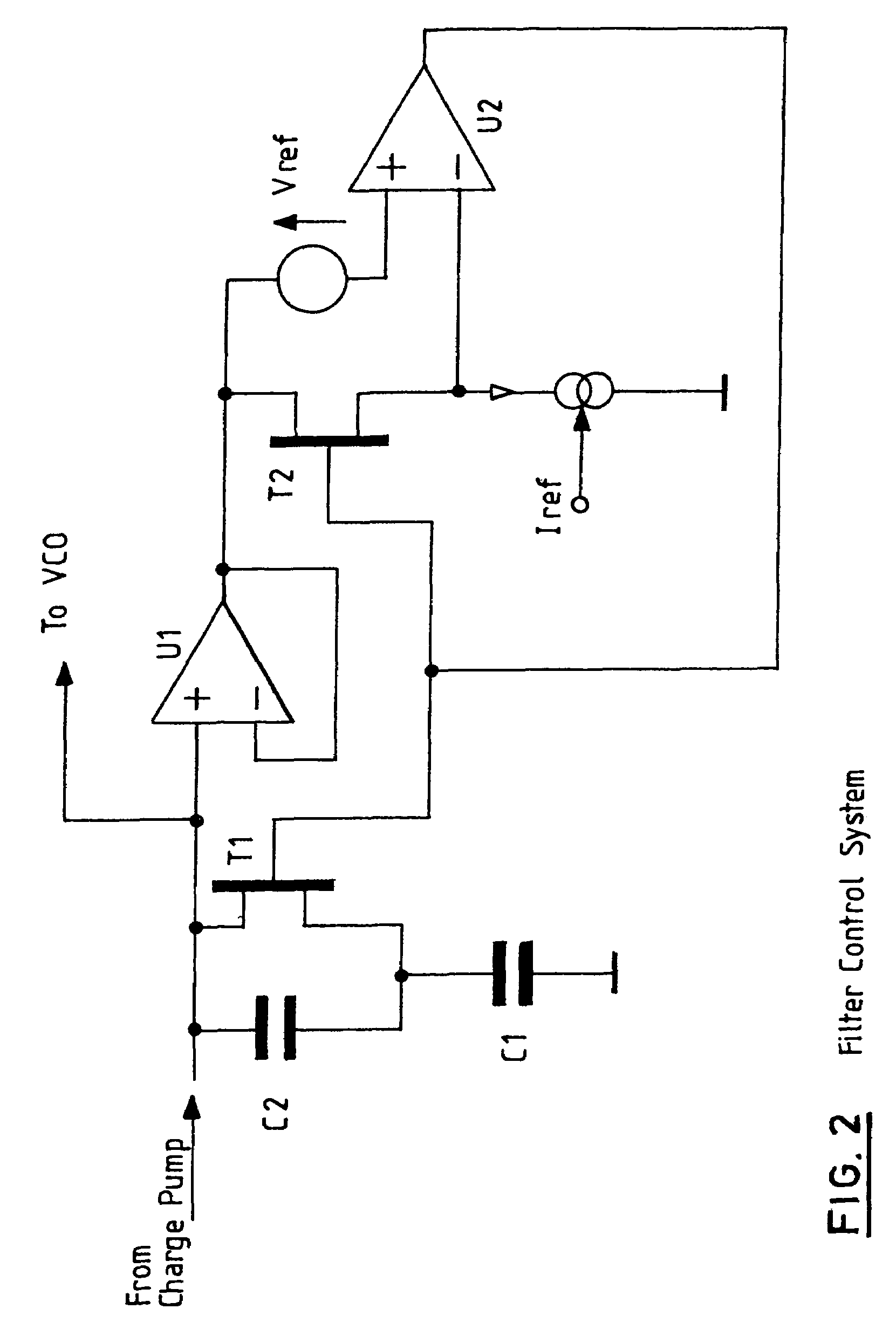 Semiconductor type two phase locked loop filter