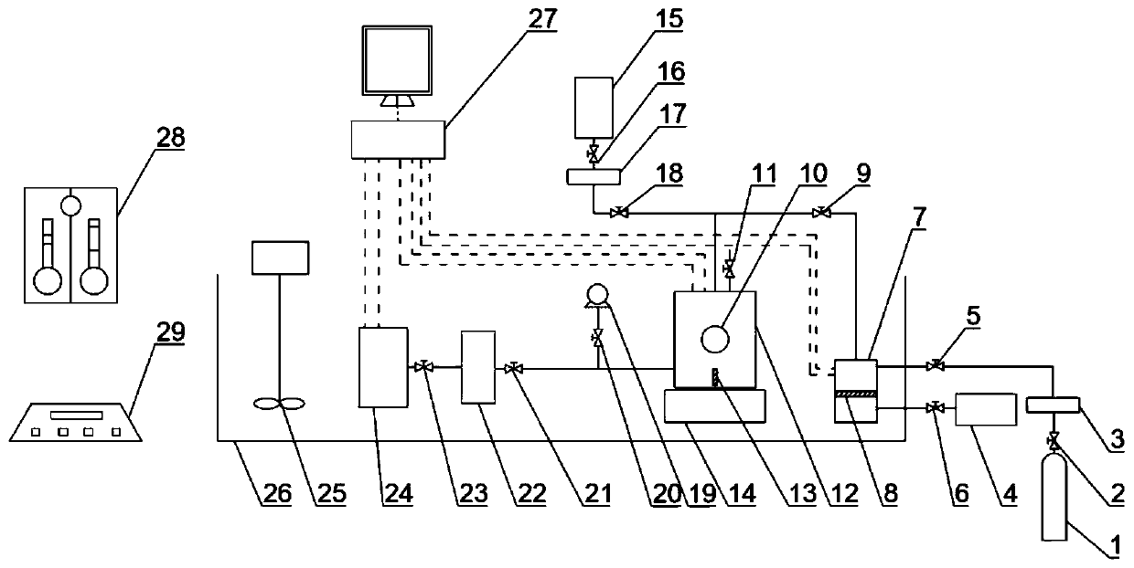 Device and method for measuring gas solubility in natural gas hydrate solution system