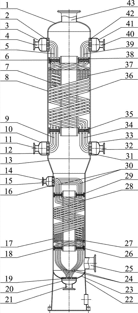 Low-temperature spiral wound heat exchanger for non-converted gas cooler