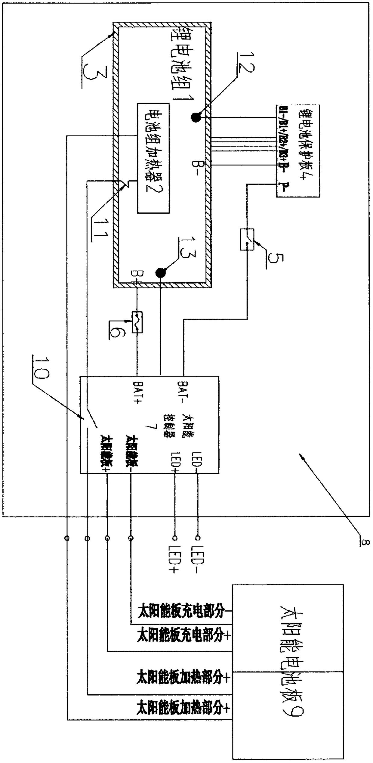 Intelligent storage and control system for low-temperature application of lithium batteries of solar streetlamp