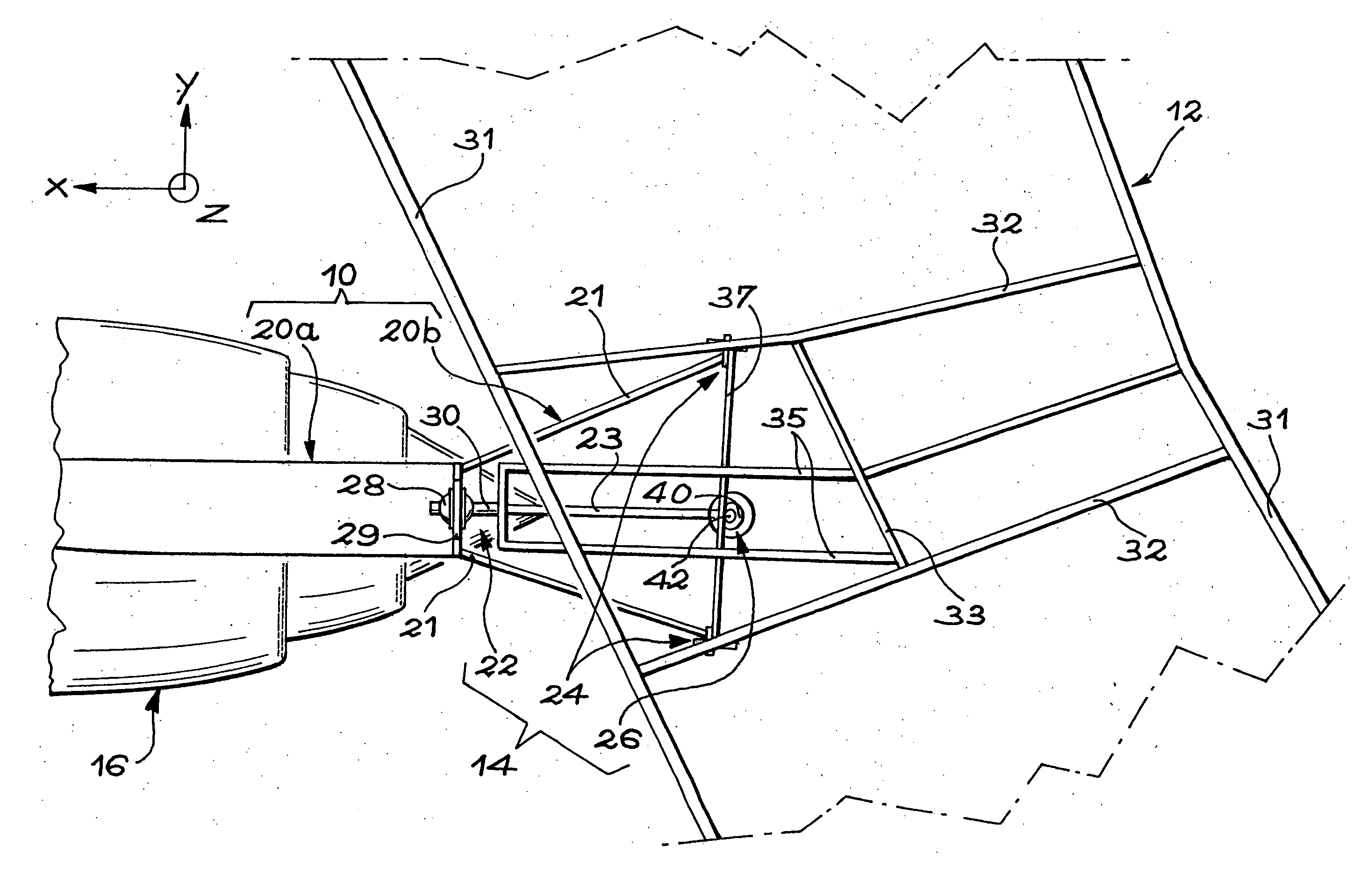 Engine pylon suspension attachment of an engine under an aircraft wing section